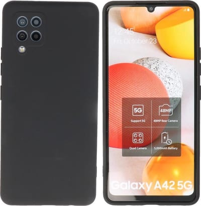 Hoesje Geschikt voor Samsung Galaxy A42 5G - Fashion Telefoonhoesje Backcover - Siliconen Hoesje - Zwart
