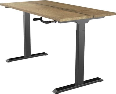 Office Hero® Cosmic Slinger- Zit sta bureau in hoogte verstelbaar zwart frame - Game bureau - Computertafel - Werktafel - 120x80 - Natuur eik