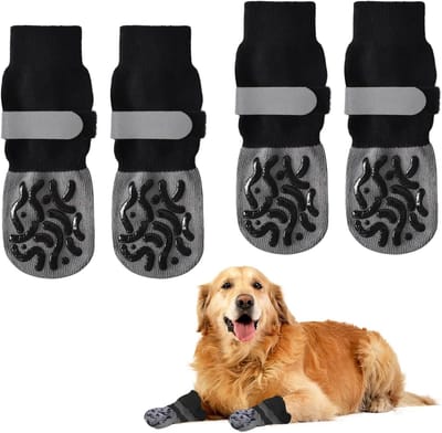 Antislip Hondensokken - 2 Paar Dubbelzijdige Ademend met Verstelbare Klittenbandsluiting voor Pootbescherming van Kleine en Middelgrote Honden