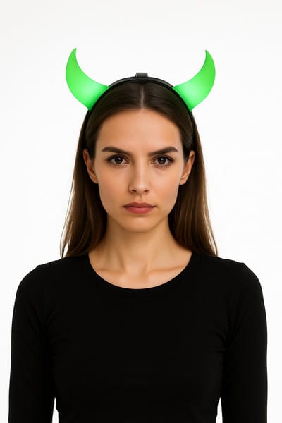 Partychimp Duivel Hoorns Met Groen Licht voor bij Halloween Kostuum Volwassenen Halloween Kostuum Heren Halloween Kostuum Dames Carnaval Accessoires Carnavalskleding Dames Carnavalskleding Heren - Inclusief batterijen