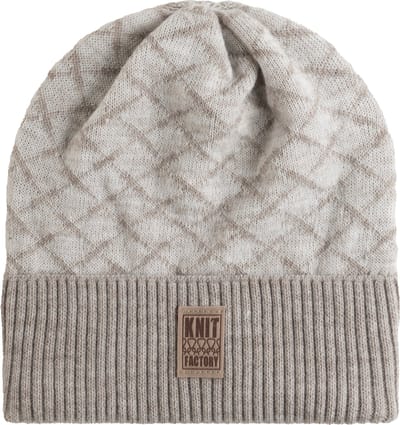 Knit Factory Dusk Gebreide Muts voor Heren & Dames - Beanie hat - Warme beige & grijs geruite wintermuts - Iced Clay/beige - Unisex - One Size