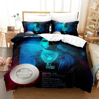 Anuel Aa Real Hasta La Muerte Beddengoedset Jongens Meisjes Eenpersoons Tweepersoons Maat Dekbedovertrek Kussensloop Bed Jongens Volwassenen Hometextiel 70x133cm 2pcs