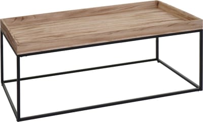 Salontafel MCW-K71, salontafel bijzettafel, massief hout metaal 46x110x60cm ~ natuurlijke kleur