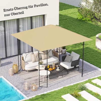 Vervangend Paviljoendak - 3 x 3 m - Waterafstotend & UPF30+ Oxford Stof - Beige