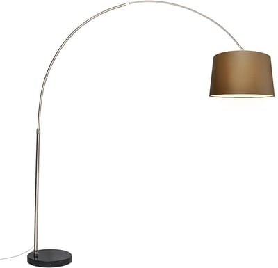 QAZQA Booglamp XXL - Moderne Staande booglamp - 1 lichts - H 2250 mm - Staal - Woonkamer