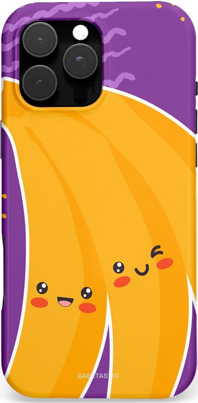 Casetastic hoesje geschikt voor Apple iPhone 16 Pro Max - MagSafe - Dubbellaagse bescherming - Blije Banaan - Fashion Case - Lavendel Geel