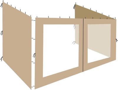 Zijwanden Set voor Partytent 3x4m - Inclusief Voorwand met Raam en Zijwanden - Zandkleur