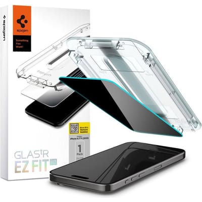 Spigen Privacy Glass Geschikt voor Apple iPhone 15 Pro Max - EZ Fit GLAS.tR - 9H Tempered Glass Screen Protector - Case Friendly - Gemakkelijke Installatie - 1-Pack