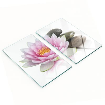 Decoratieve glazen snij- en serveerplanken met lotusbloemmotief, 2x30x52 cm