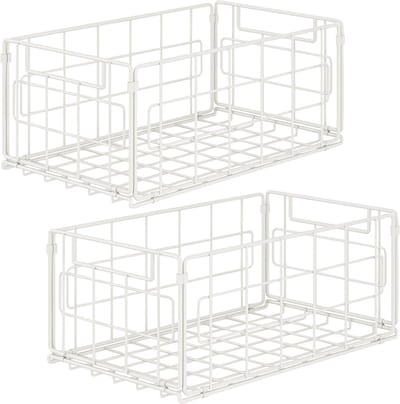 Vouwbare multifunctionele stalen opbergmand voor keuken, badkamer en voorraadkast - 35 x 21,5 x 16 cm, ideaal voor organisatie en opslag