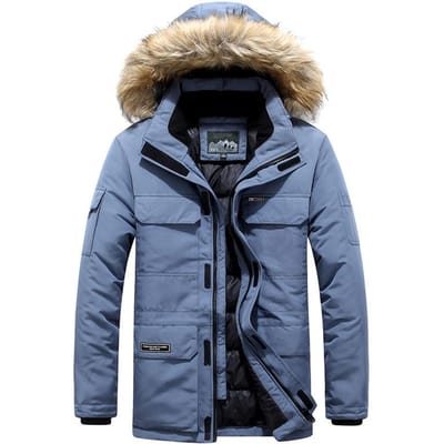 Winter Heren Katoen-gewatteerd Outdoor Katoen-gewatteerd Verdikt Capuchon Bontkraag Herenkleding XXXXL