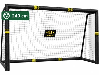 Umbro Voetbaldoel - Voetbal Goal 240 x 160 x 85 cm - Voetbalgoal Groot - Buitenspeelgoed voor Kinderen en Volwassenen - Snelle Montage - Voetbal Training Doel - Metaal - Zwart/ Geel