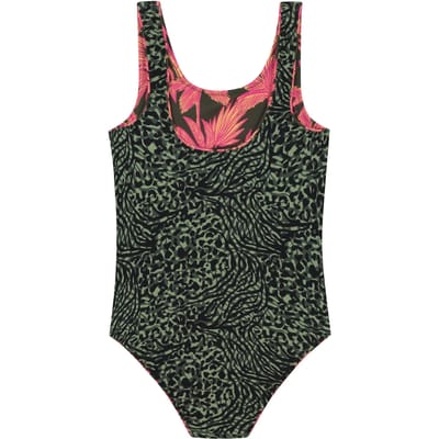 Shiwi Girls Rubin Reversible Swimsuit Forest Green Mix Size: 98/104 | Swimwear Outlet | Unisex | Zwart