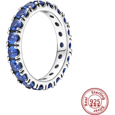 Nieuwe Mode100 %925 Zilveren Ringen Schitterende Rij Zirkonia Eeuwigheidsringen Voor Vrouwen Verlovingssieraden Jubileum 8 white