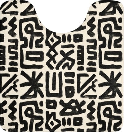WC mat met uitsparing 55x60 cm - Antislip - Geometrisch - Figuren - Zwart - Toiletmat met uitsnijding - Vloermat - Douchemat - Toilet tapijt - Toiletmatten