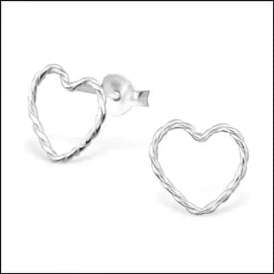 Aramat Jewels | Oorbellen | Zilveren Hartje Oorstekers – 925 Zilver -Emaille | Gedraaid Zilver-10mm | |7mm | Zilver | Kinderen, Volwassenen | Verkleurd niet