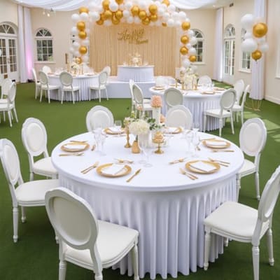 6 Stuks Witte Spandex Ronde Tafelkleedjes voor 150 cm Tafel