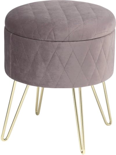 Poef 31.5x31.5x36cm Roze - Velvet en Met opbergruimte - Voor Dagelijks Gebruik, Thuis en Professioneel Gebruik