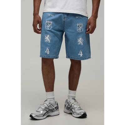 Relaxed Denim Shorts Met Badge Applicatie | Light Blue | Size 28