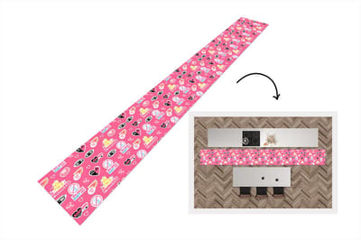 Keukenloper - Keukenmat - Meisjes - Roze - Prinses - Patroon - 400x50 cm - Keuken vloerkleed