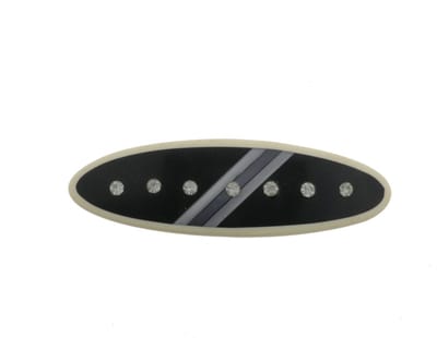 Behave - Haarspeld - Retro - Zwart - Wit - Ovaal met steentjes - 9 cm