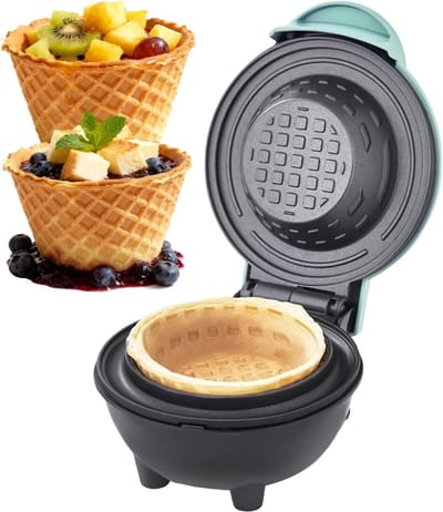 Wafelmaker - Dessertmachine Koekjes - Desserts Maken - Antiaanbaklaag - 12.4 cm Hoogte - Blauw