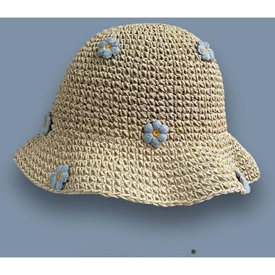 Chapeaux de Soleil Pour Femmes Été Paille Crochet Bucket Hat Chapeau Panama Pliable pour Femme Chapeau Anti-UV Chapeau de Pêche Chapeau de Plage de Vacances 56-58cm gray