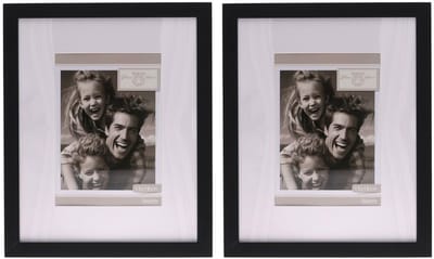 Gerimport Fotolijstje Paris - 2x - 20 x 25 cm - zwart - met passe partout - 13 x 18 cm - hout