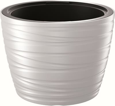 Prosperplast Plantenpot Amazing - buiten/binnen - kunststof - wit - D47 x H35 cm - bloempot met binnenpot