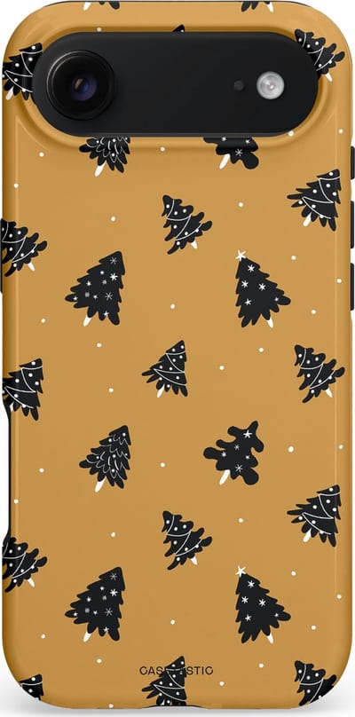 Casetastic hoesje geschikt voor Apple iPhone Air - MagSafe - Dubbellaagse bescherming - Zwarte Kerstboom Feest - Fashion Case - Goud Donkergrijs Taupe