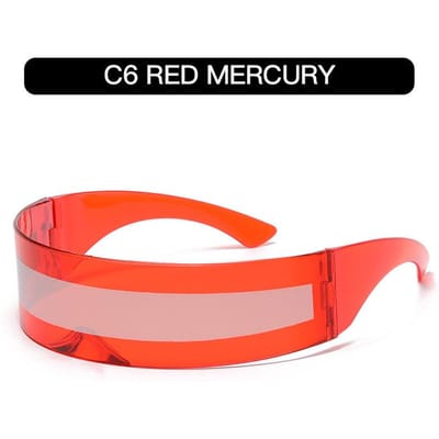 Lunettes de soleil punk Y2K Lunettes de protection dames Hommes Luxe Wrap Around Lunettes de soleil Lunettes de voyage Sport Monobloc Lunettes de soleil uv W141330WW- red