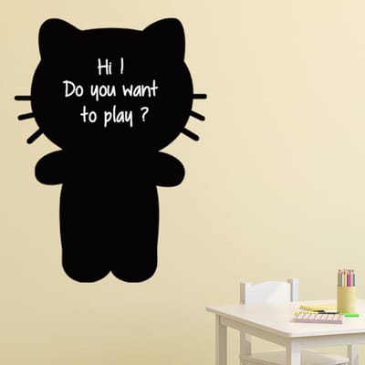 Schoolbordsticker - uitwisbare zelfklevende muurstickers - KITTENKARICATUUR - 110x80cm
