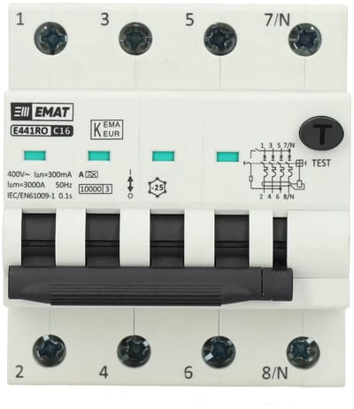 EMAT aardlekautomaat 4-polig 16A C-kar 300mA (85006511)