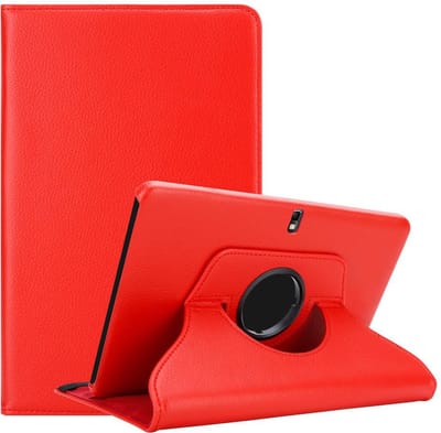 Cadorabo Tablet Hoesje geschikt voor Samsung Galaxy NOTE 10.1 2014 / Tab PRO 10.1 in KLAPROOS ROOD - Beschermhoes ZONDER auto Wake Up, met stand functie en elastische band sluiting Book Case Cover Etui