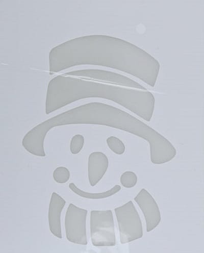 Kerst raamsjabloon sneeuwpop hoofd - wit - 35 cm - raamdecoratie - kerstversiering - sneeuwspray sjabloon