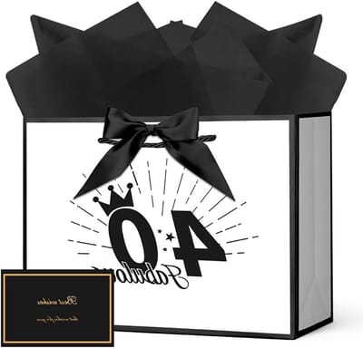 Papieren Cadeautassen met Handvat, 28x20x10cm, Ideaal voor Verjaardag, Kerst en Bruiloft, Inclusief Strik, Kaart en 3 Zakdoeken