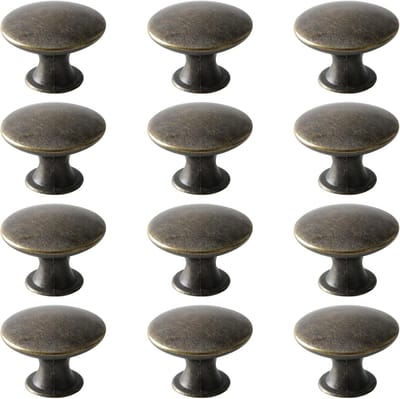 YAGXIG Kastknoppen - Ladeknoppen met schroeven - Kastdeurknoppen - Vintage knoppen - Pack van 12 - Brons