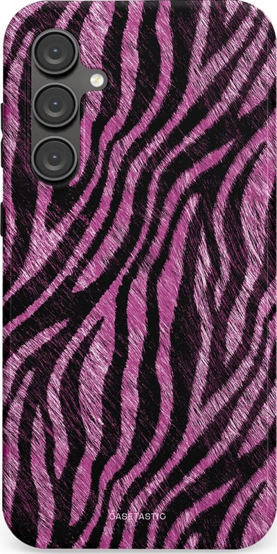 Casetastic hoesje geschikt voor Samsung Galaxy S23 FE - Dubbellaagse bescherming - Roze Paarse Zebraprint - Fashion Case - Zwart Lila