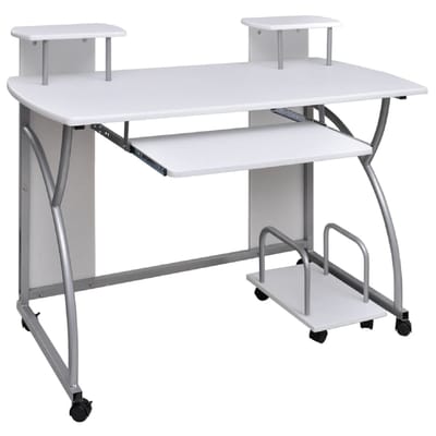 vidaXL - Computerbureau - 110x52x88,5 - cm - bewerkt - hout - wit