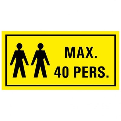 Waarschuwing, max. 40 personen tekstbord - kunststof 200 x 100 mm