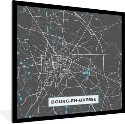 Fotolijst incl. Poster - Bourg-en-Bresse - Frankrijk - Stadskaart - Kaart - Plattegrond - 40x40 cm - Posterlijst