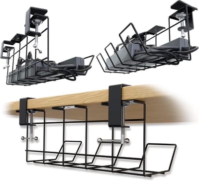 Famanu – 2 stuks kabelmanagement voor onder het bureau - kabelgoot voor op het bureau - kabelmand voor het beheer van kabels en stekkerdozen