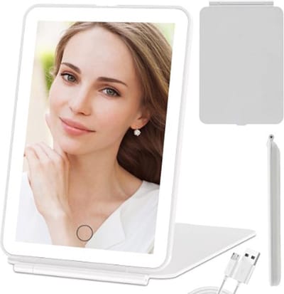 Actie4you® - Verlichte Makeup Spiegel met Aanraakbediening - Verstelbare LED-Verlichting – Inklapbaar – Vouwbaar – LED Spiegel – Oplaadbaar - Wit