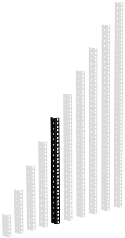 Adam Hall 61535B10 Rackrail, zwart geperforeerde gaten, 10 HE - Profiel