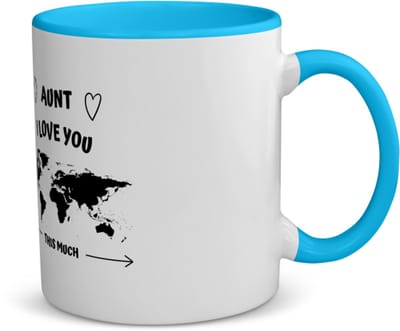 Akyol - aunt i love you this much koffiemok - theemok - blauw - Tante - geweldige tante - liefste tante - verjaardag - cadeau - kado - bedankje - geschenk - 350 ML inhoud
