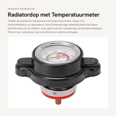 Dailygoods- Radiatordop met Temperatuurmeter - Hittebestendig - Explosieveilig - Motorfietsradiatorafdekking - Reparatie - Hoogwaardige Service - Radiatorafdekking