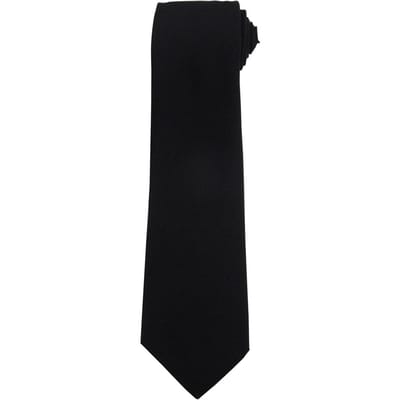 Premier Effen polyester stropdas (Zwart)