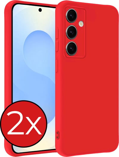 Hoesje - 2 Stuks - Geschikt voor Samsung Galaxy S25 - Sterk & Shockproof - Telefoonhoes - Back Cover - Case Siliconen - Telefoon Hoes - Rood