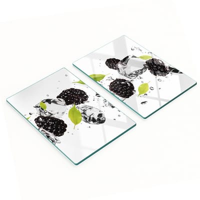 Decoratieve glazen snij- en serveerplanken Cherry Water 2x40x52 cm