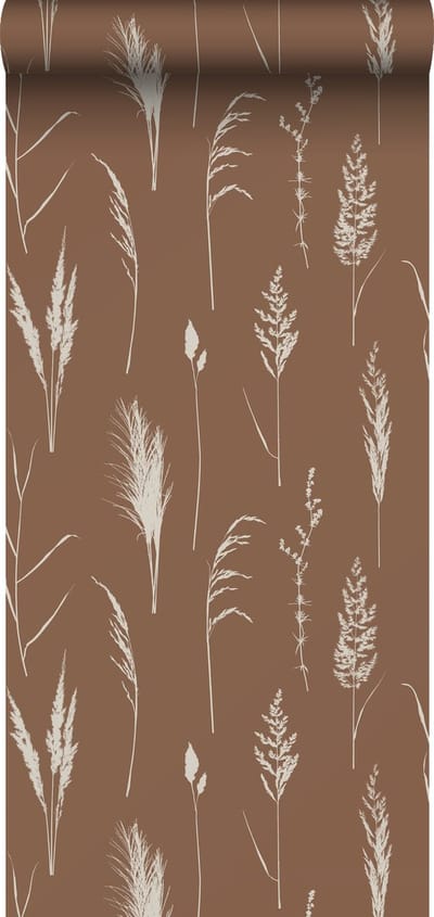 ESTAhome behang pampasgras pluimen roest bruin - 50 x 900 cm - 139388